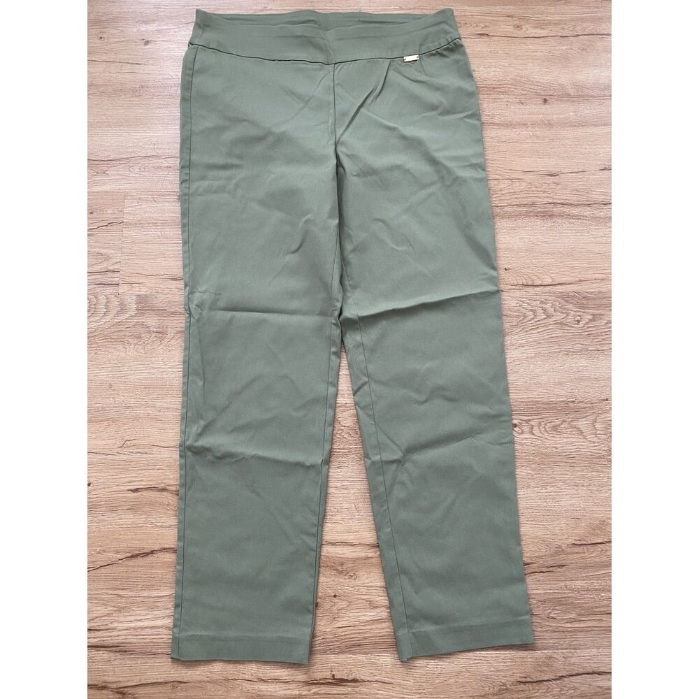 INC Olive Sage Green Techno Stretch Pull On Skinny Dress Pants Women's Size 16